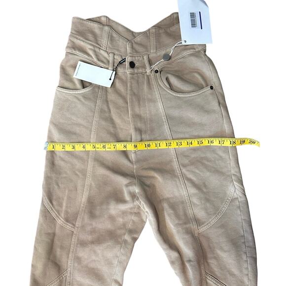 NWT Retrofête Washed Terry Pant in Beige Khaki Cotton High Rise Small NO BELT - Picture 11 of 16